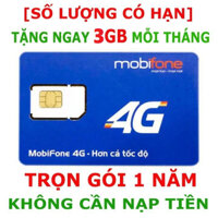 SIM Mobifone 4G MDT255 Trọn Gói 1 Năm Không Cần Nạp Tiền Tặng 3GB / Tháng x 12 Tháng Mua Về Sử Dụng Luôn