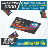 [Sim Mới] SIM 4G Vinaphone Gói Cước D500 trọn gói 12 tháng không cần nạp tiền duy trì