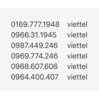 SIM SỐ ĐẸP VIETTEL KHUYẾN MÃI ĐỒNG GIÁ 600k/sim