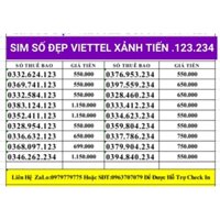 Sim Số Đẹp Viettel Tiến 123 và 234 Miễn Phí gọi Nôi Mạng,Sử Dung Lên Mạng 4G