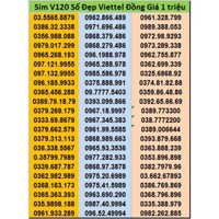 Sim Số Đẹp Viettel V120 Đồng Giá 1 triệu