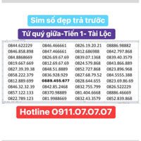 Sim số đẹp Vinaphone trả trước TỨ QUÝ GIỮA, TIẾN MỘT, LỘC PHÁT, THẦN TÀI ..Đăng kí chính chủ