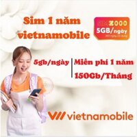 Sim Tốc Độ Cao 4G Vietnammobile Miễn Phí 1 Năm Tặng 150GB/Tháng ( 5GB/Ngày) - Sim giá Rẻ