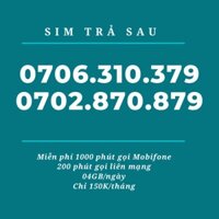 Sim Trả sau Số đẹp Mobifone Miền Tây- Sim Thần Tài - Kèm gói cước 150K/tháng ưu đãi gọi và lên mạng 04GB/ngày