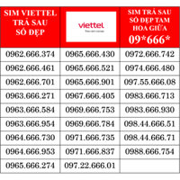 Sim Trả sau Viettel 09, Sim tam hoa 666 giữa giá rẻ