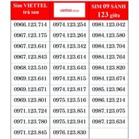 Sim trả sau viettel 09 số đẹp, sim sảnh tiến giữa 123