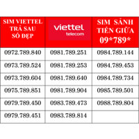 Sim Trả Sau Viettel 09 Số Đẹp, sim sảnh tiến giữa 789, shop uy tín