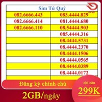 SIM TỨ QUÝ 6- 4 - SIM BIỂN SỐ XE - Giá rẻ (đăng ký chính chủ) 2GB/ ngày Free gọi