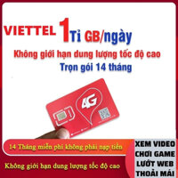 Sim vào mạng 1 năm không nạp tiền Sim 4G Viettel 12UMAX70 12V90B 12MXH100 Trọn Gói 12 tháng 1 TỶ Gb Data Không Giới Hạn