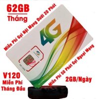 Sim Viettel 3G/4G V120 (4GB/ngày)- TẶNG THÁNG ĐẦU