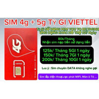 SIM VIETTEL DATA 4g+5g chuyên mạng. Có thể đăng ký được nhiều gói cước.