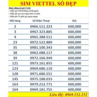 Sim Viettel số đẹp dễ nhớ cặp gánh kép giá chỉ 600.000Đ