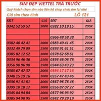 SIM VIETTEL SỐ ĐẸP TRẢ TRƯỚC CHỌN SỐ TẠI ĐÂY LÔ 42