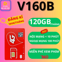 (SIM VIETTEL V160B DATA SIÊU MẠNH, SIM TỐC ĐỘ CAO 180GB, TẶNG GỌI NỘI MẠNG VÀ NGOẠI MẠNG, TẶNG QUE CHỌC SIM