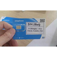 Sim Vina 4G KHÔNG GIỚI HẠN DATA=50k/tháng