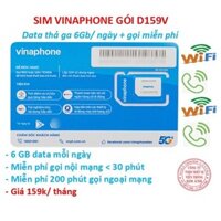 Sim Vinaphone 4G dùng mãi mãi gói cước D159V ưu đãi 6GB data mỗi ngày, và gọi miễn phí, Hàng chính hãng