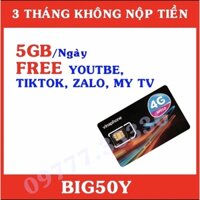 Sim Vinaphone Big50y 5gb/1 ngày miễn phí 3 tháng không cần nộp tiền