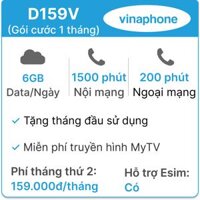 Sim Vinaphone D159V 6GB/Ngày - Gói cước 1 tháng