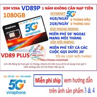 Sim VINAPHONE VD89P VD89PLUS 4gb 1 ngày