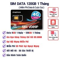 Sim Vinaphone VD89Plus ,120GB Data Sử Dụng 4GB 1 Ngày Miễn Phí Nghe Gọi , Gia Hạn Hàng Tháng