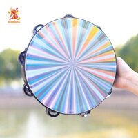 Simhoa 10Inch Gỗ Chuông Tay Tambourine Tay Trống Đôi Hàng