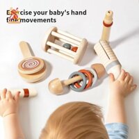 Simhoa 5 Miếng Đồ Chơi Bằng Gỗ Tay Lục Lạc Bằng Gỗ Giáo Dục Trẻ Tập Đi Nhạc Cụ Cho Tuổi 6-12 Tháng Bé Trai Bé Gái