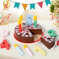 Simhoa Đồ Chơi Bánh Sinh Nhật Bằng Gỗ Playset Cho Bé Trai Bé Gái Mầm Non
