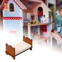 Simhoa Nhà Búp Bê Nội Thất Giường Gỗ Thu Nhỏ Giường 1 / 12 Nhà Búp Bê Bố Trí Đạo Cụ Mô Hình Giả Vờ Chơi Phụ Kiện Trang Trí Nhà Búp Bê