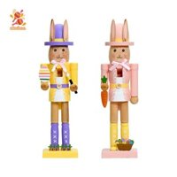Simhoa Thỏ Nutcracker Phục Sinh Trang Trí Thủ Công Hiện Đại Thỏ Tượng Gỗ Trang Trí Cho Bàn Lễ Hội Phòng Kệ Sách