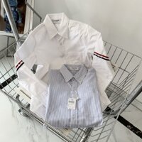 SIMI Thom Browne Self-Made Flat Double-Arm Ribbon Striped Long-Sleeved Shirt Couple Shirt TideinsMen's and Women's Casual All-Matching