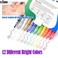 Simma Bộ 12 Bút Đánh Dấu acrylic + Bốn Hình Xăm Dán Trang Trí Nghệ Thuật Cơ Thể