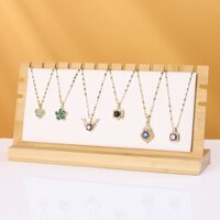 Simple Bamboo Necklace Stand Storage Jewelry Rack Desktop Hanging Pendant Holder Counter Necklace Stand Jewelry Display Shelf Nns1