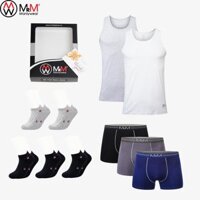 Simple Box - 2 Áo ba lỗ nam, 3 quần lót nam Boxer, 5 đôi tất cao cấp MRM Manlywear - Size M  nhỏ hơn 58 kg - Size 2XL  74 - 80 kg