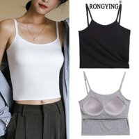 Simple ice silk modal camisole women with chest pad không có vòng thép tích hợp mặc bên ngoài bên trong ngắn cắt đáy áo sơ mi đồ lót mùa hè thoáng khí thấm hút mồ hôi thời trang co giãn phong cách hàn quốc phong cách nhật bản cotton màu tinh khiết đồng bằ