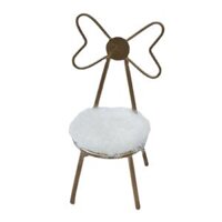 Simulated 112 Miniature Dollhouse Metal Chair with Plush Cushion White - Golden