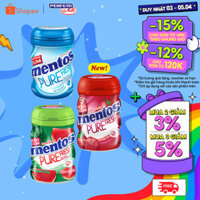 Sing gum không đường Mentos Pure Fresh hương bạc hà (hộp 6 hủ)