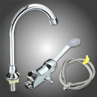 Single Cold Faucet Outlet Foot Plate 1m Flexible Hose Foot Pedal Valve Lab Home Kitchen Basin Faucet Tap