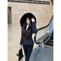 Single Piece Bread Jacket Two-Piece Set Hooded Slim Fit Cotton Coat with Fur Collar Single Padded Waist-Cinching Short Jacket Cotton Padded Jacket