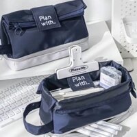 Sinh Viên 1066 Dung Tích Lớn Người Đơn Giản Lật Hai Lớp Phong Cách Muji Sáng Tạo 325 Túi Đựng Bút Chì Có Thể Gập Lại Ba Chiều Hộp Văn Phòng Phẩm Bút Chì