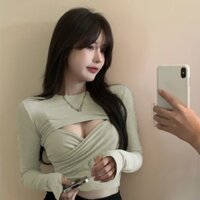 Sinransinya Áo Dây Quấn Ngực + Áo Thun + Khăn Choàng Ngắn Lưng Cao Mùa Thu Cho Nữ