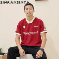 Sinransinya Áo thun nam ngắn tay mùa hè mới cổ điển hip-hop thể thao nửa tay dáng rộng áo thun cổ chữ V thông thường