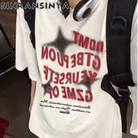 Sinransinya Áo Thun Nam Ngắn Tay In Hình Ngôi Sao Và Chữ Phong Cách retro S-5XL