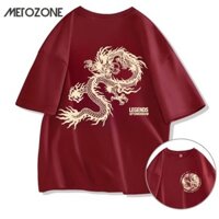 Sinransinya Áo thun nam phong cách mới phiên bản Hàn Quốc retro giải trí phong cách cao cấp của năm Loong, áo khoác đế cặp đôi màu đỏ rượu vang phong cách Trung Quốc-Cic, áo nửa tay