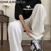 Sinransinya Quần Nam Mới Nhật Bản Retro Cổ Điển Sang Trọng, Nhỏ Và Phổ Biến Họa Tiết Lụa Băng Thiết Kế Đa Năng, Phong Cách Cặp Đôi Cảm Xúc, Quần Chân Thẳng Treo Thời Trang