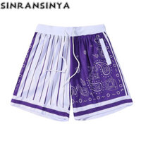 Sinransinya Quần short nam mới, thời trang cao cấp đường phố cổ điển Mỹ, lưới hai lớp ngọn lửa, bóng rổ khô nhanh, tập luyện thoáng khí, tập thể dục, quần quý