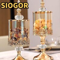 Siogor Lọ Kẹo Hoa Hồng, Chân Cao Có Nắp Lọ Bảo Quản Thủy Tinh Pha Lê, Nghệ Thuật Trang Trí Nhà Cửa Châu Âu Để Bàn Đồ Trang Trí Lưu Trữ Mạ Vàng