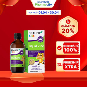 Siro bổ sung kẽm cho trẻ trên 1 tuổi Brauer Baby & Kids Liquid Zinc 200ml