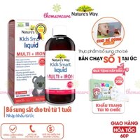 Siro bổ sung sắt cho bé từ Úc Nature Way Kids Smart Liquid Iron lọ 200ml, tăng miễn dịch, bổ máu, bé chảy máu cam