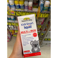 Siro Bổ Sung Sắt Và Multi Vitamin Cho Bé Nature's Way Kids Smart Liquid Multi + Iron Hỗ Trợ Tăng Đề Kháng Cho Bé 200ml