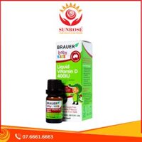 Siro Brauer Baby Kids Liquid Vitamin D 400IU bổ sung vitamin D3, tăng cường hấp thụ canxi (10ml)